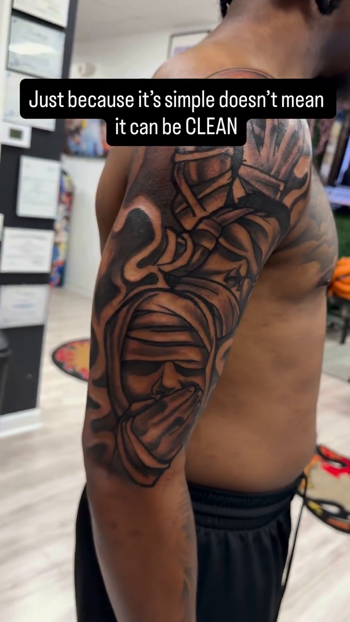 Tattoo by @3mtatts — black_and_grey, realism