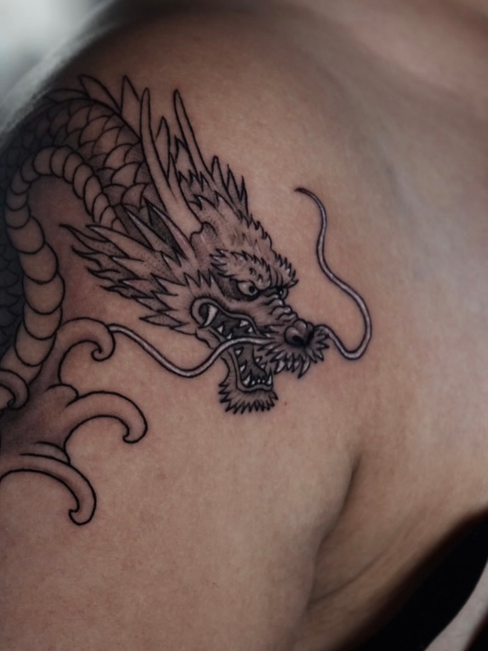 Tattoo by @tattsbyethan_ — japanese_irezumi, black_and_grey