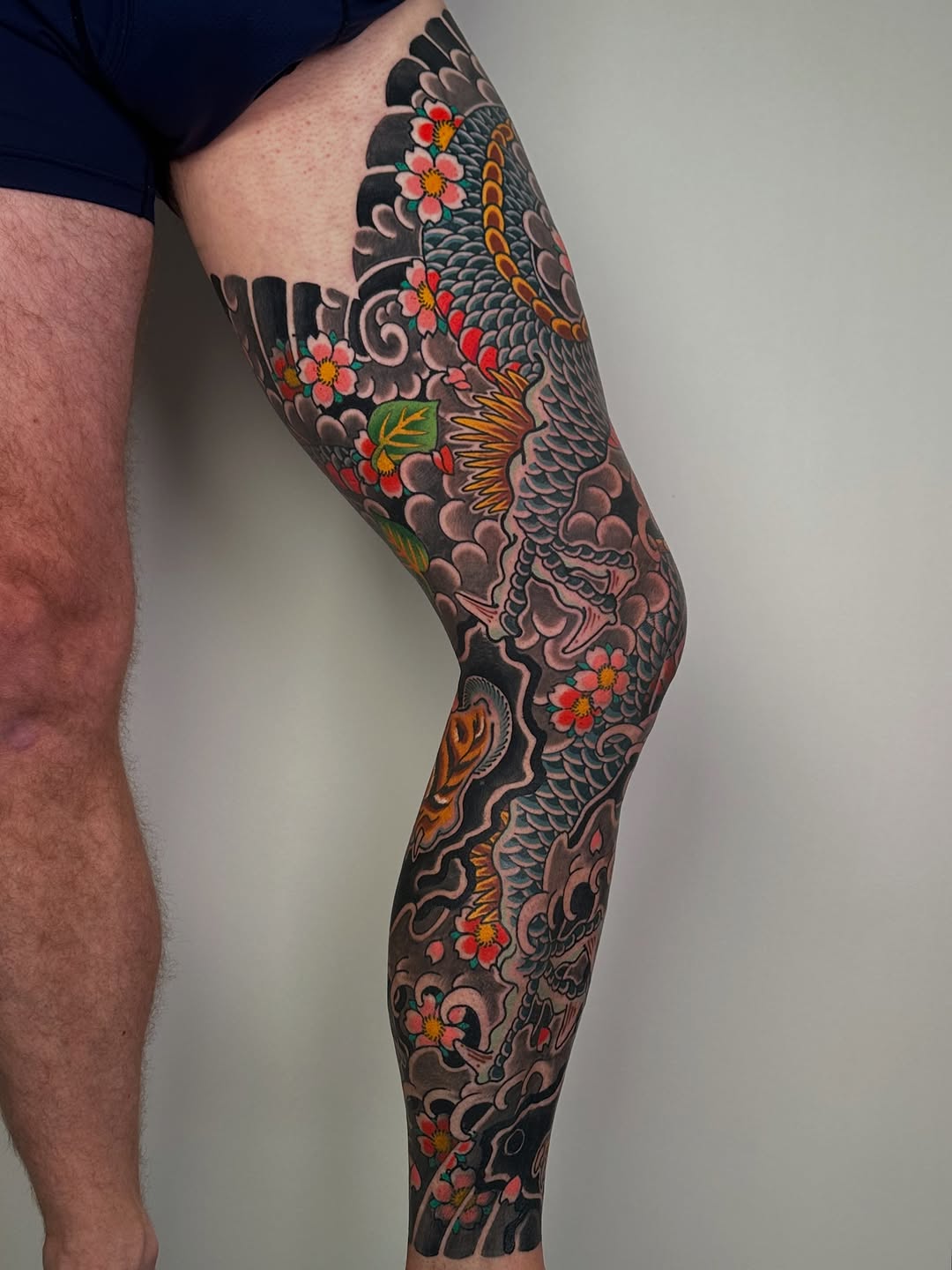Tattoo by @fleshbrush_ — japanese_irezumi, black_and_grey