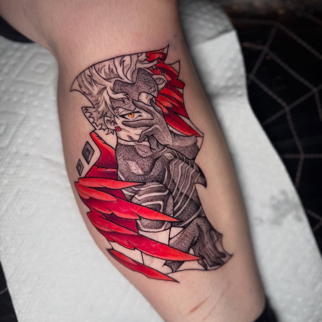 Tattoo by @sinful.tatts — anime, dotwork