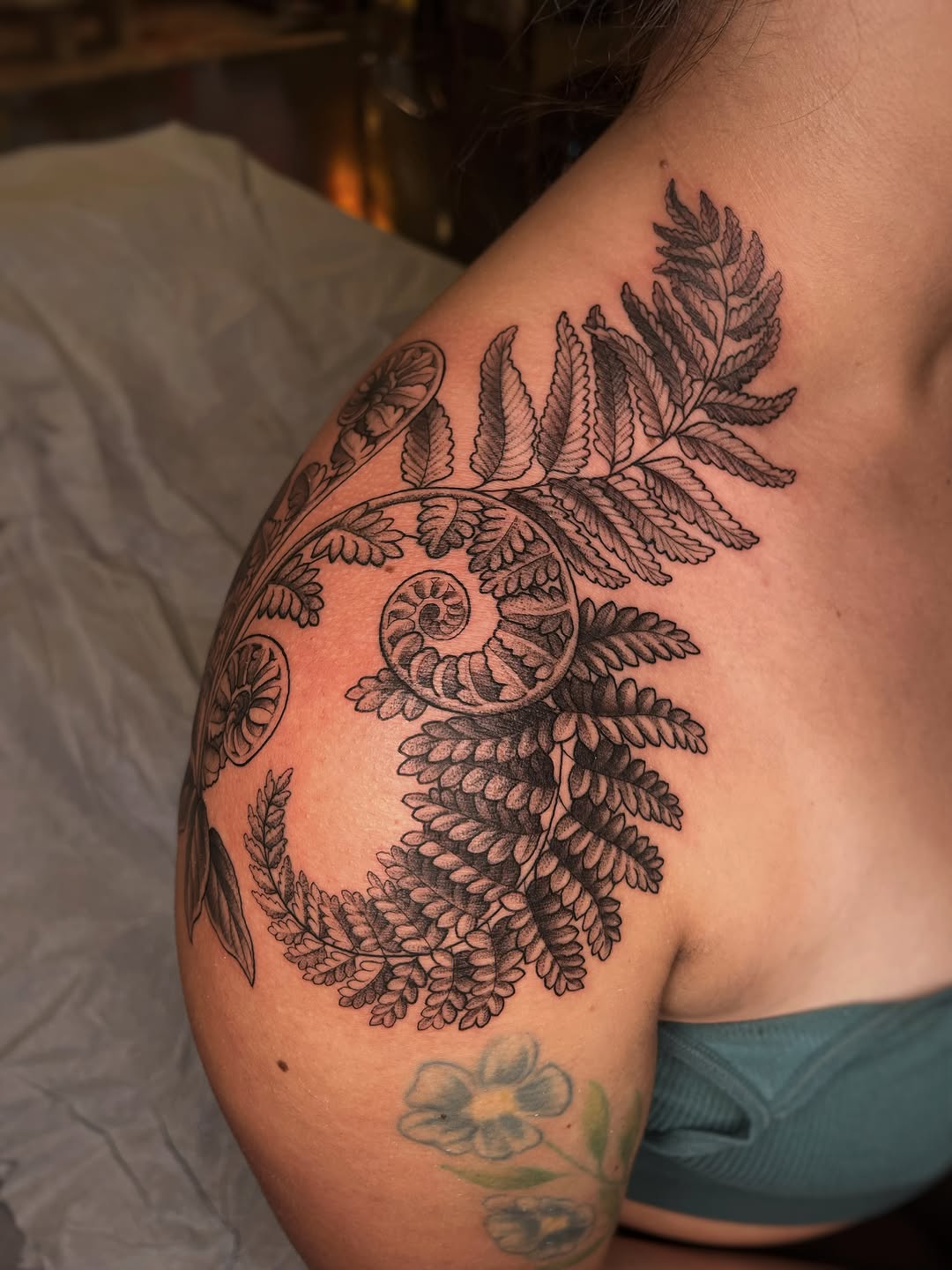 Tattoo by @emidoesart — black_and_grey, dotwork