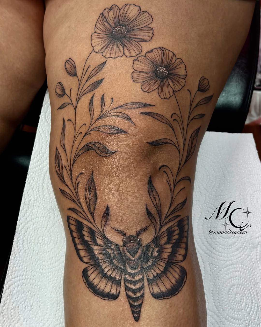 Tattoo by @moonlitequeentattooist — fine_line, black_and_grey