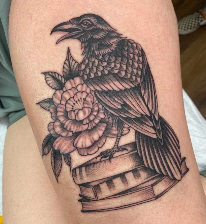 Tattoo by @lady_lively — black_and_grey, illustrative