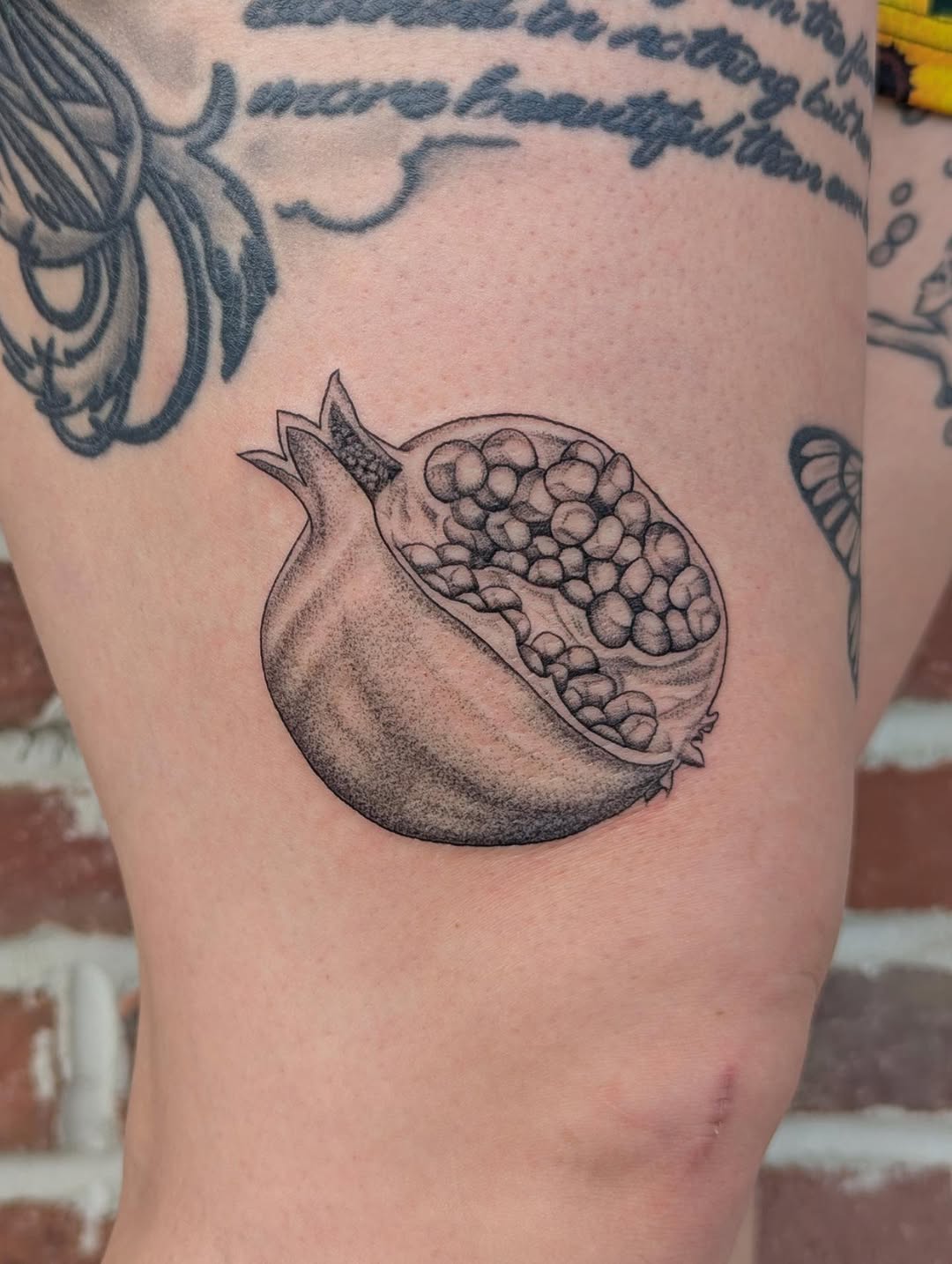 Tattoo by @colormemegantattoos — black_and_grey, dotwork