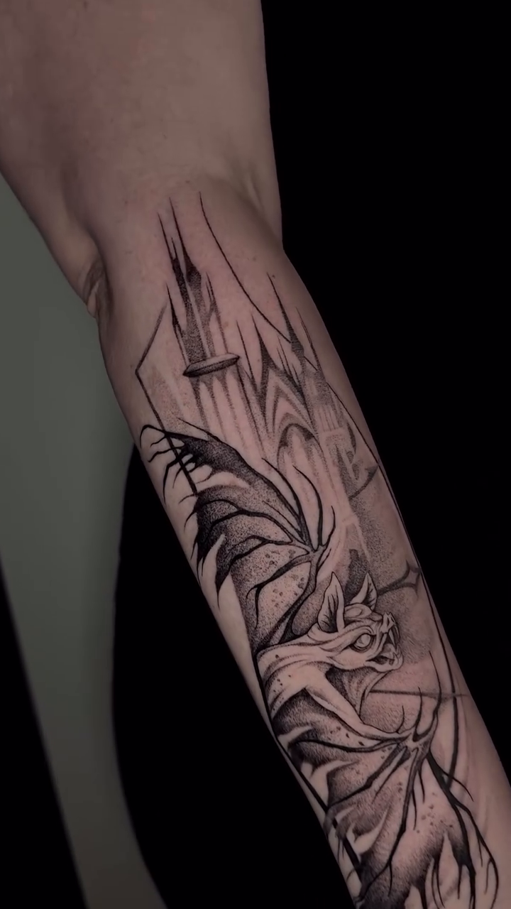 Tattoo by @kris_tattooart — dark_realism, black_and_grey