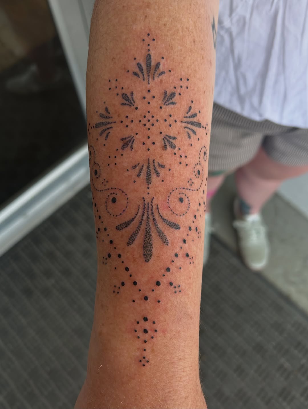 Tattoo by @stabbing_strawberries โ dotwork, ornamental