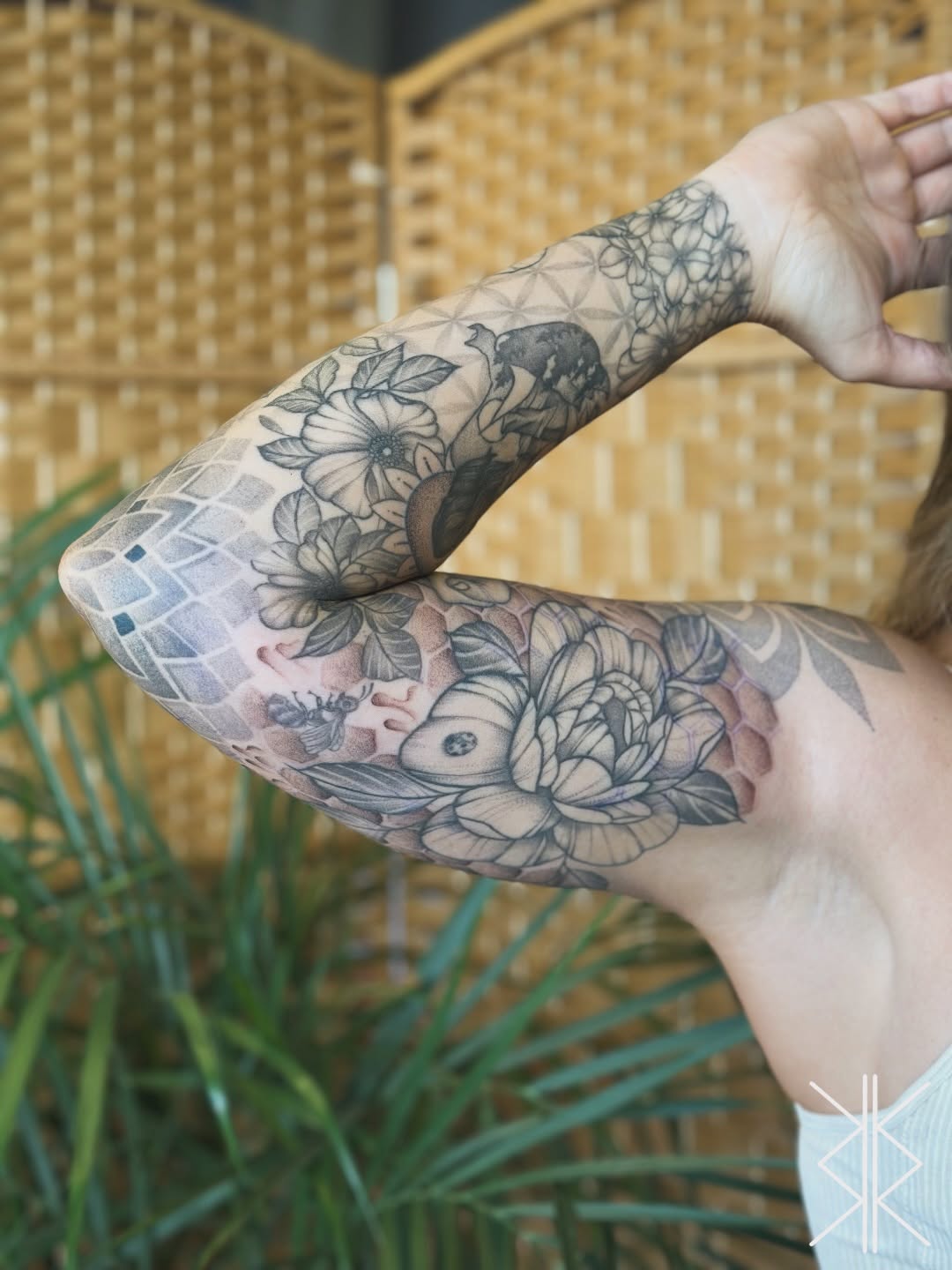 Tattoo by @wafflesworth — black_and_grey, dotwork