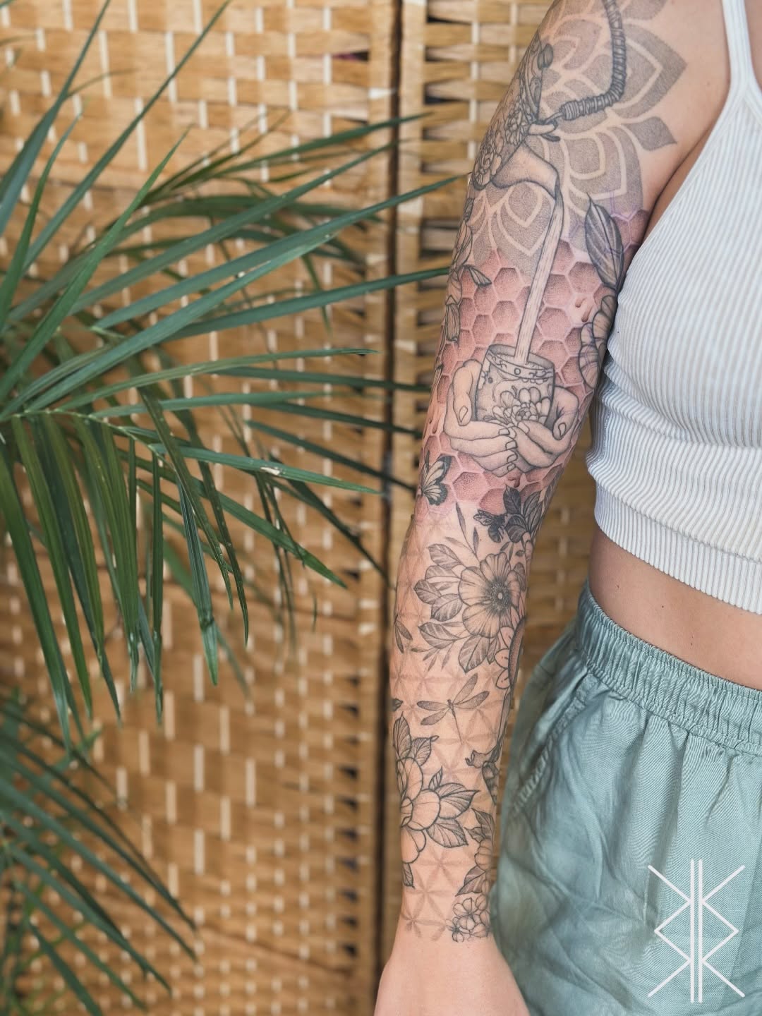 Tattoo by @wafflesworth — geometric, black_and_grey