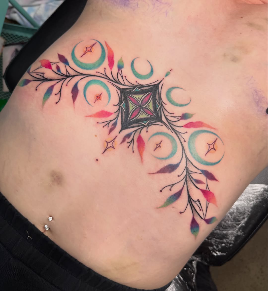 Tattoo by @tatsbychloe — illustrative, geometric