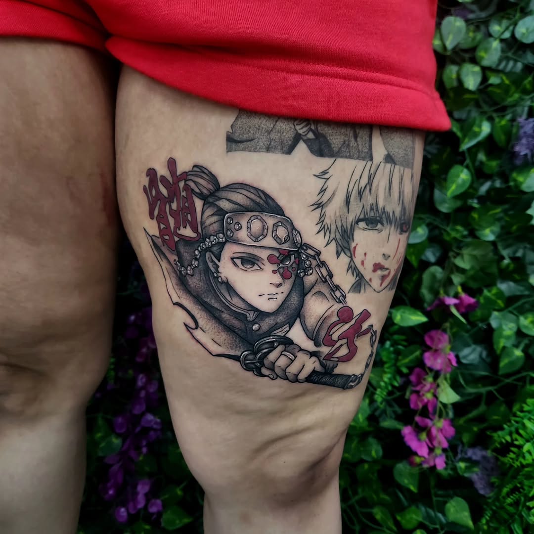 Tattoo by @ink.bug13 — anime, black_and_grey
