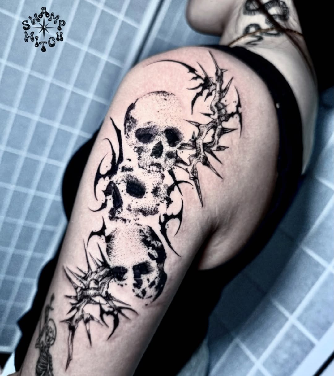 Tattoo by @swamp.witch.tattoos — blackwork, dark_realism