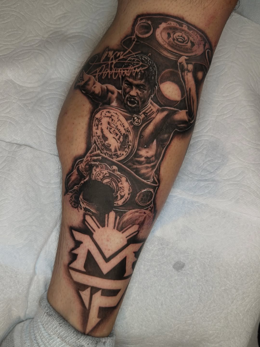 Tattoo by @inkmando — realism, black_and_grey