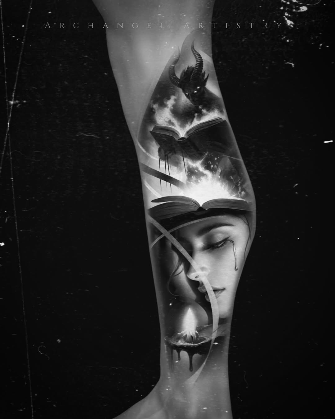 Tattoo by @archangel_artistry — realism, dark_realism