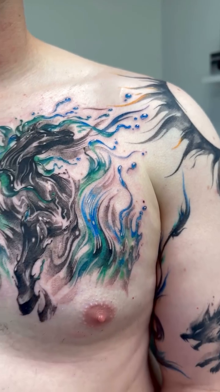 Tattoo by @uzo.ink — trash_polka, black_and_grey