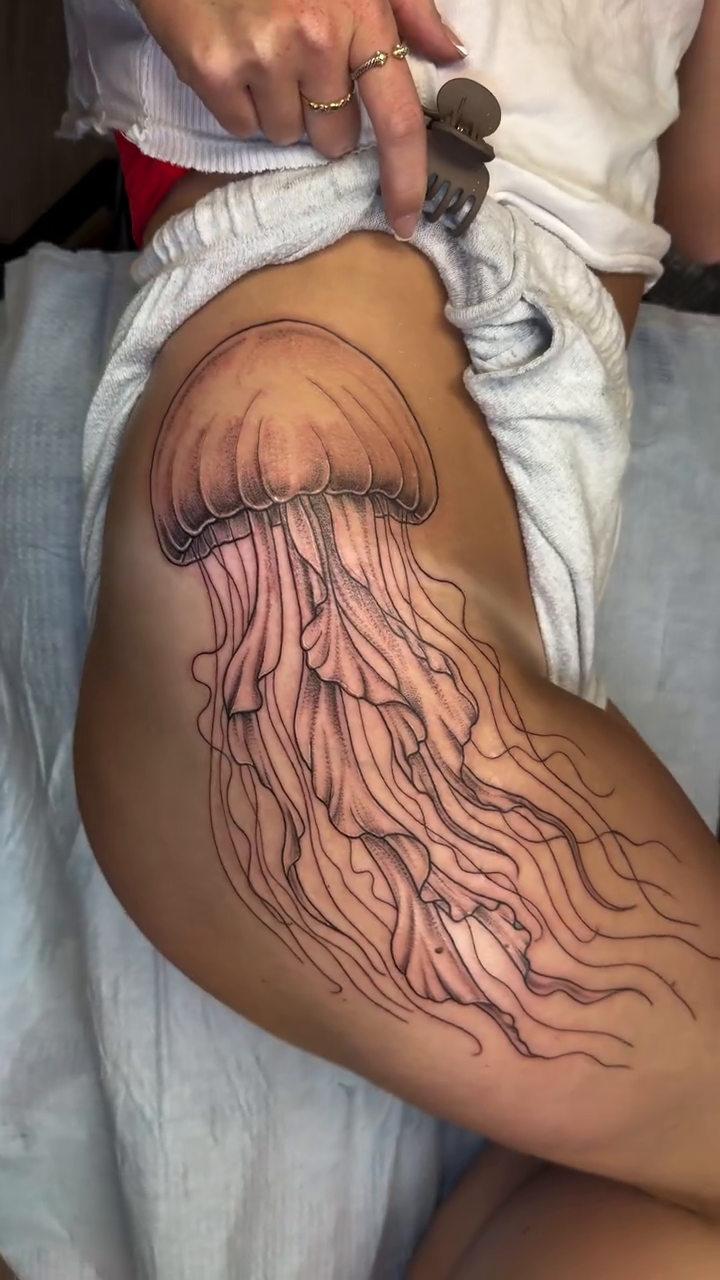 Tattoo by @mckennaskytattoos — illustrative, black_and_grey