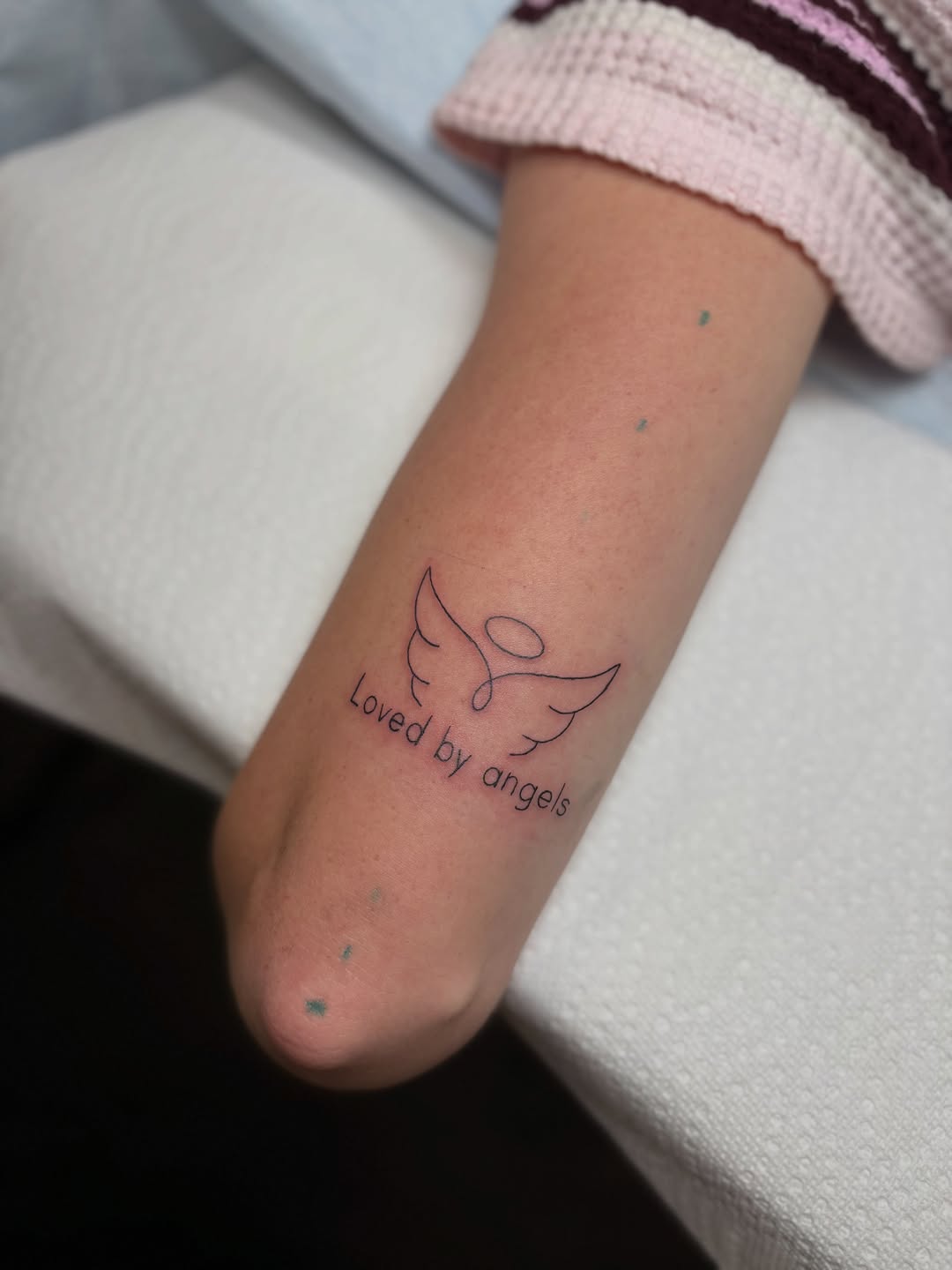 Tattoo by @heavychevytattoos — fine_line, lettering_script