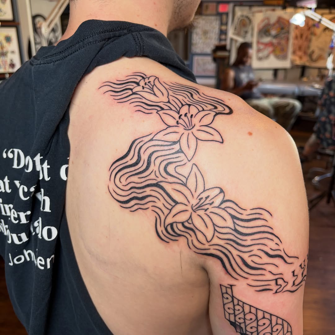 Tattoo by @caitberries — blackwork, ornamental