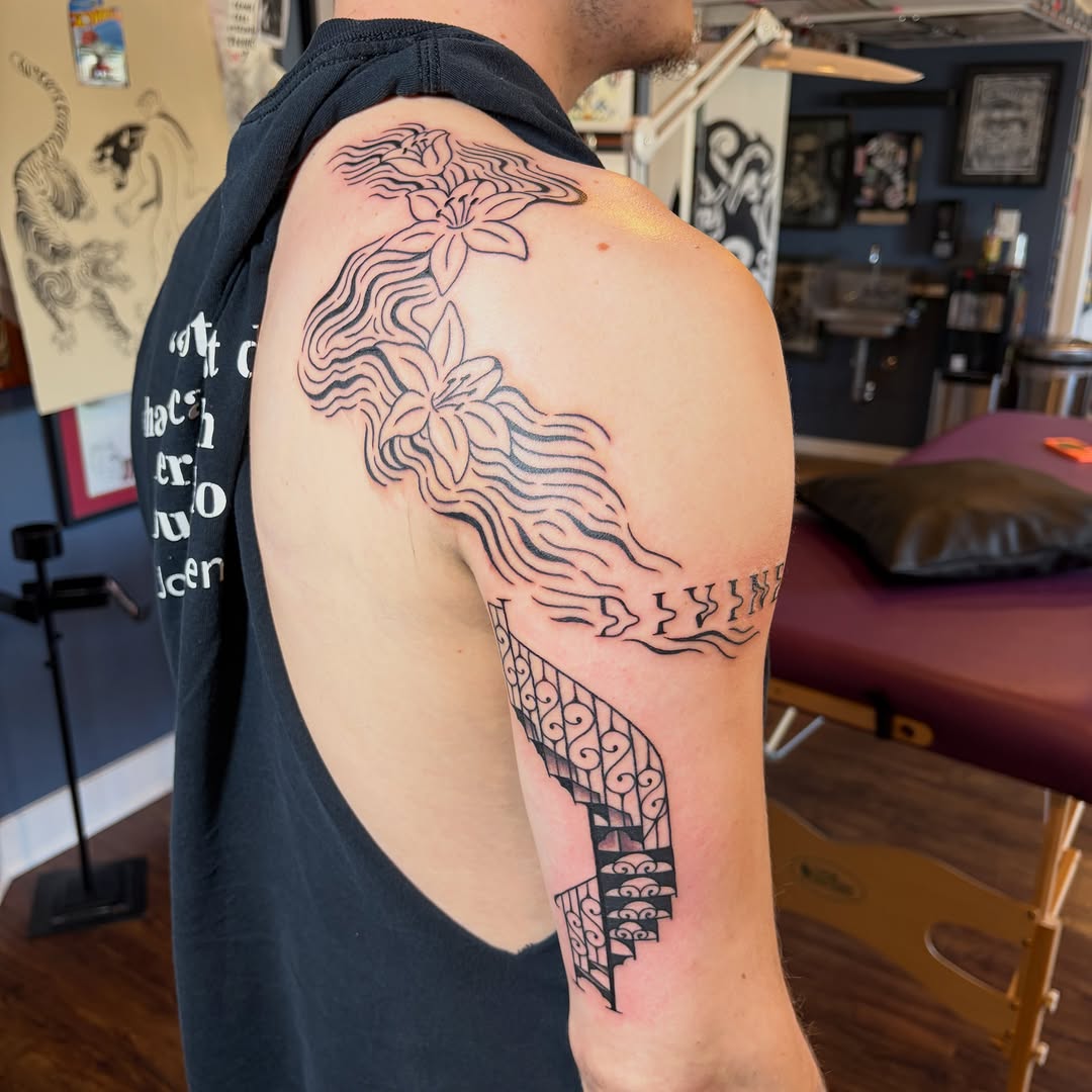 Tattoo by @caitberries — fine_line, black_and_grey