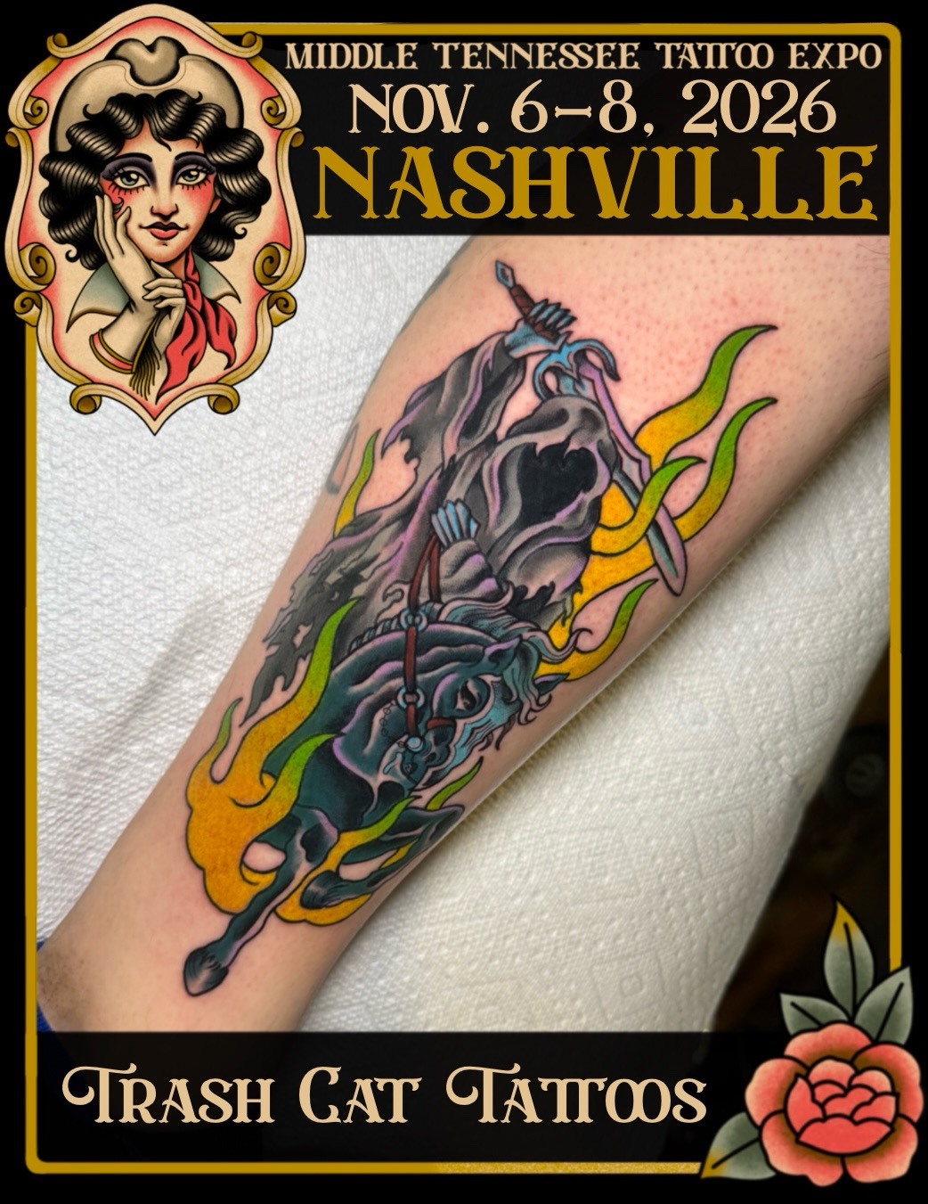 Tattoo by @trashcattattoos — trash_polka, neo_traditional