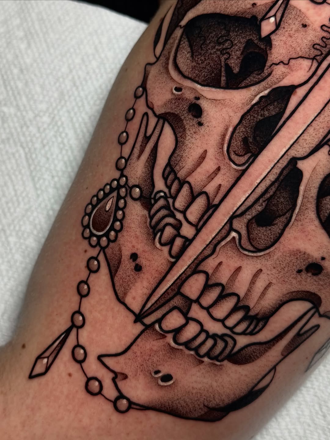 Tattoo by @artistbell — black_and_grey, illustrative