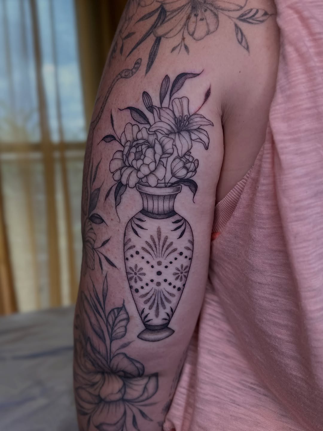 Tattoo by @lady.ames — black_and_grey, ornamental