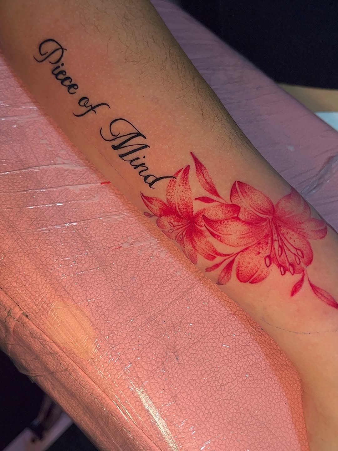 Tattoo by @xlynaeink โ lettering_script, dotwork