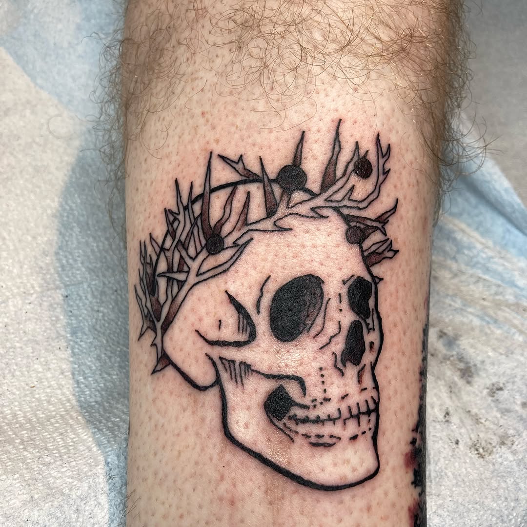 Tattoo by @queendaddytattoos — black_and_grey, dark_realism