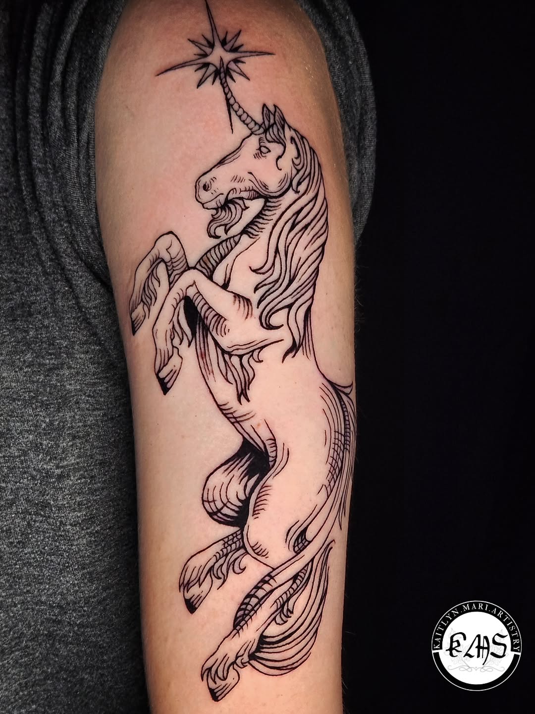 Tattoo by @kaitlyn.mari.artistry β illustrative, blackwork