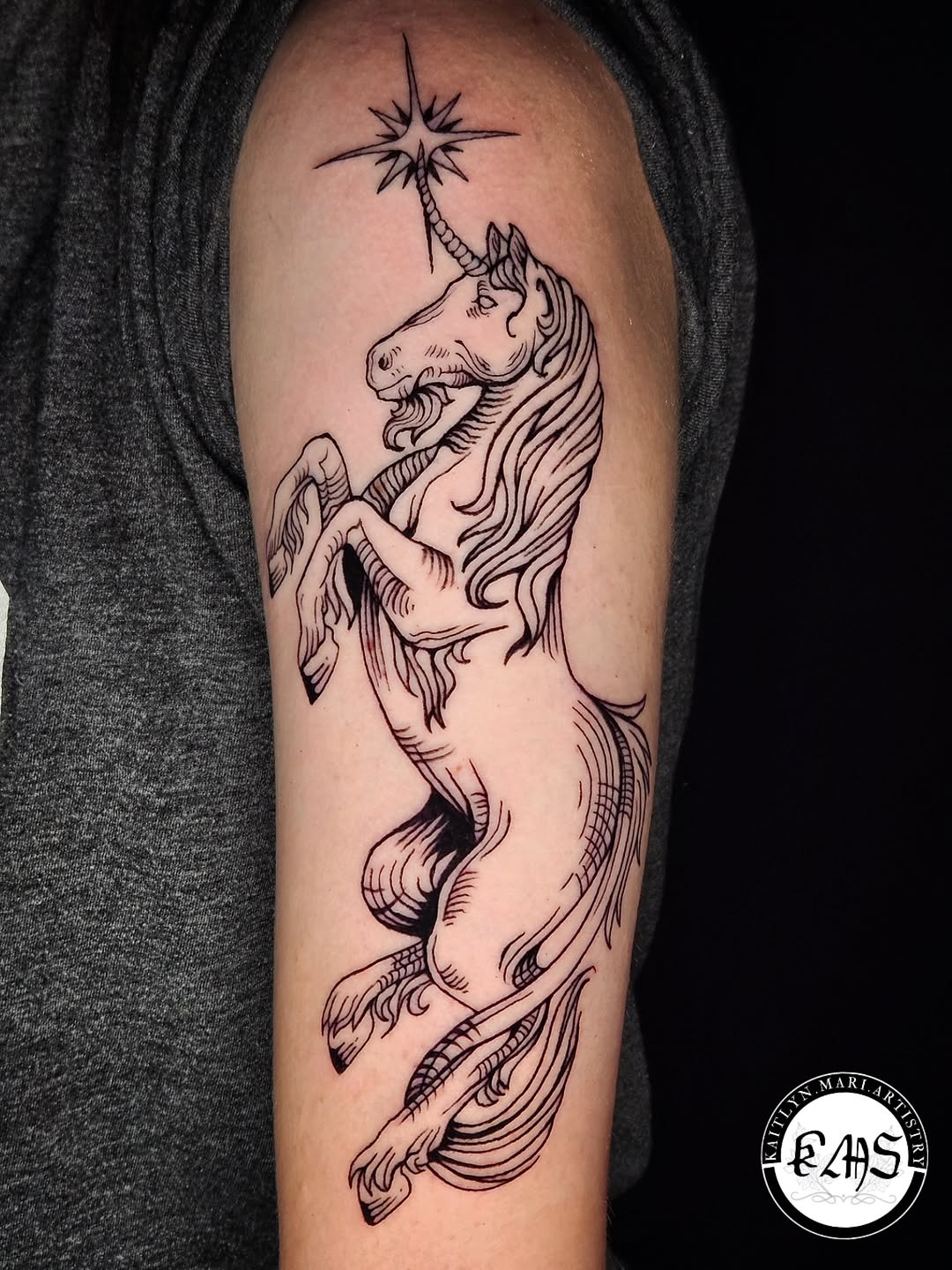 Tattoo by @kaitlyn.mari.artistry β illustrative, blackwork