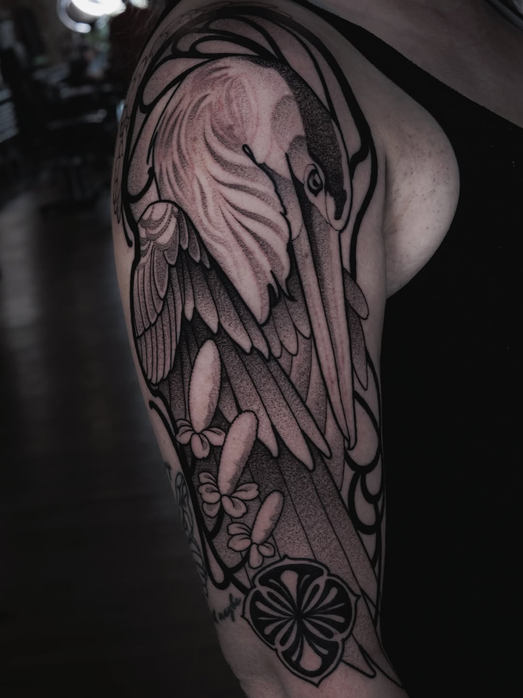 Tattoo by @deadcrown_ — black_and_grey, dotwork