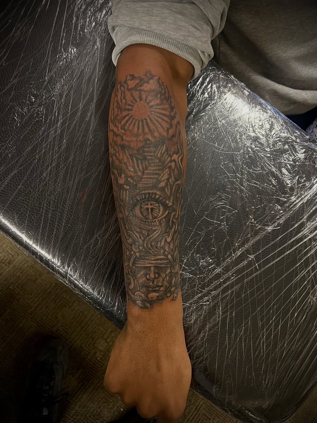 Tattoo by @prettyboyblueink — black_and_grey