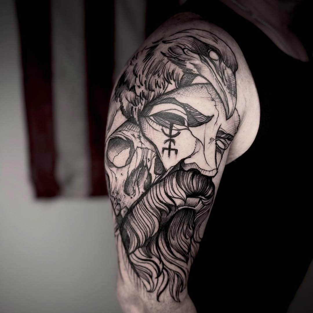 Tattoo by @taylornicoletattoos — blackwork, illustrative