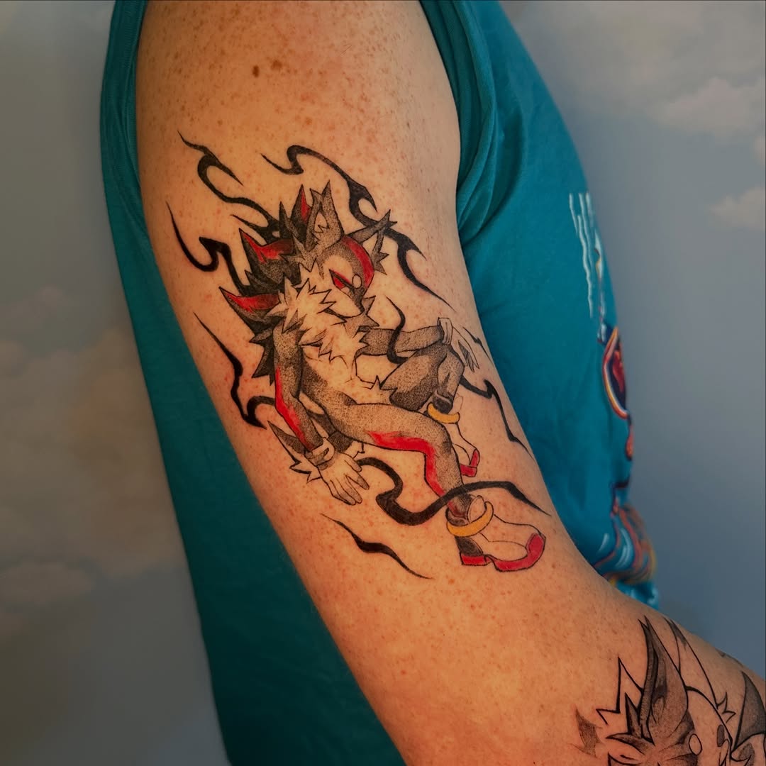Tattoo by @deggy_tattoo โ anime, black_and_grey