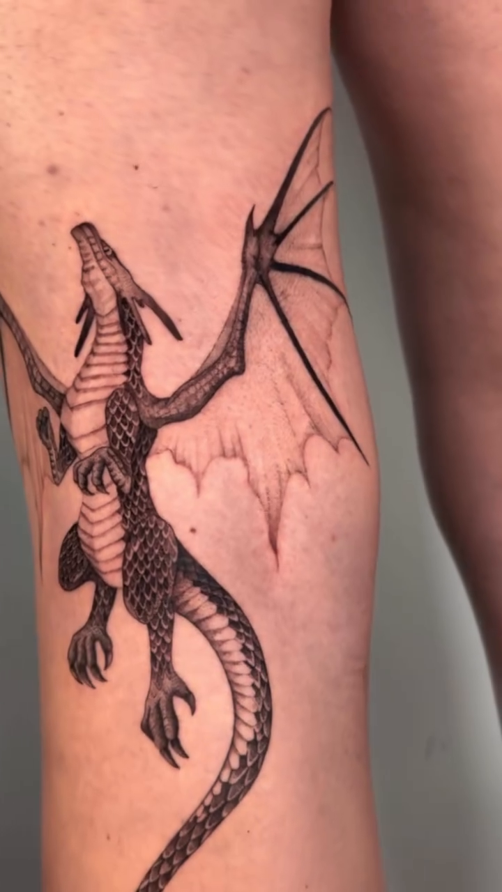 Tattoo by @artisticxcyn — black_and_grey, illustrative