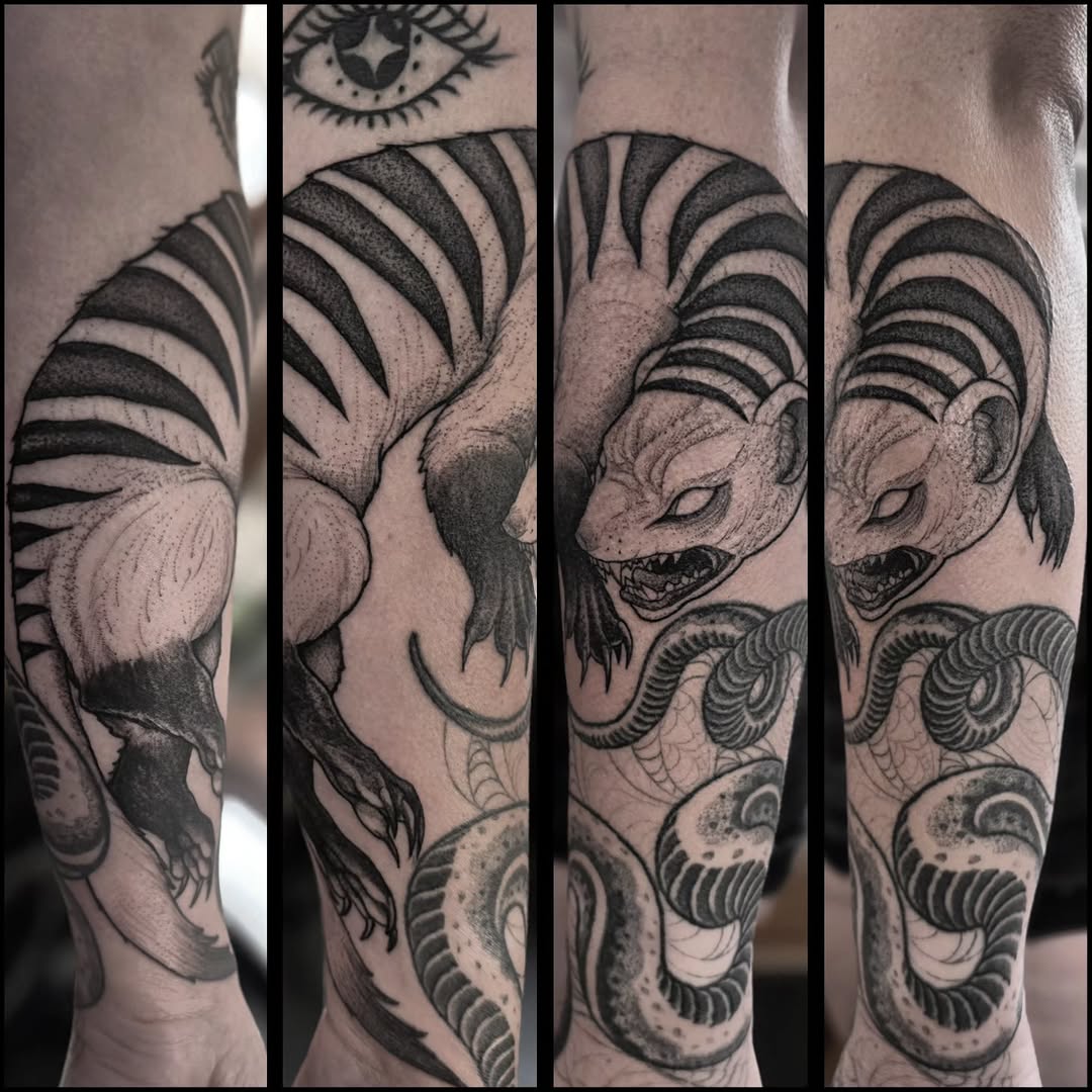 Tattoo by @el_tejon โ black_and_grey, dotwork