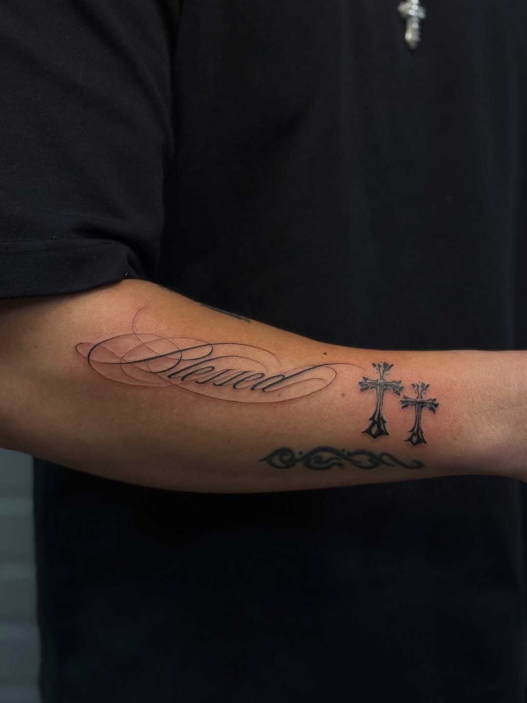 Tattoo by @vaehinked — lettering_script, black_and_grey