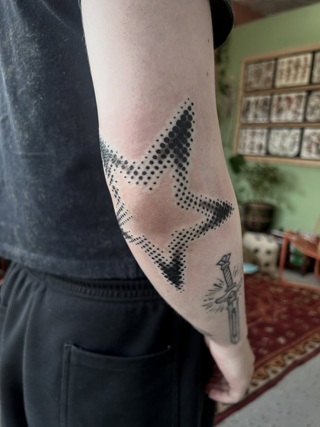 Tattoo by @bloodybriaa — dotwork, black_and_grey
