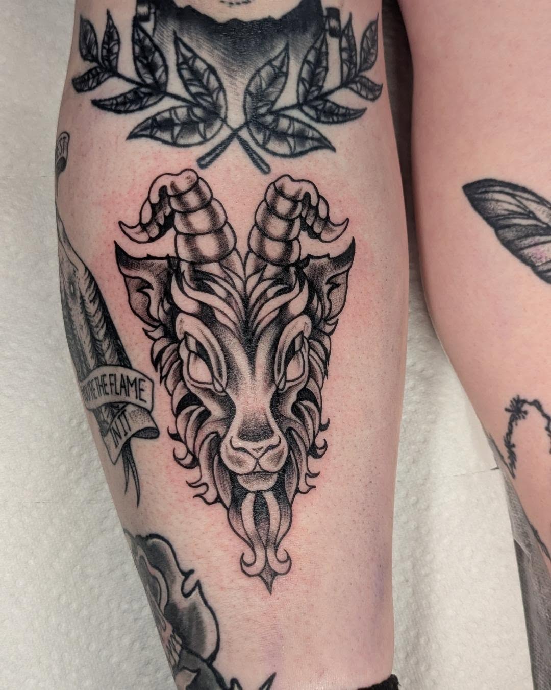 Tattoo by @folkfigment — black_and_grey, neo_traditional