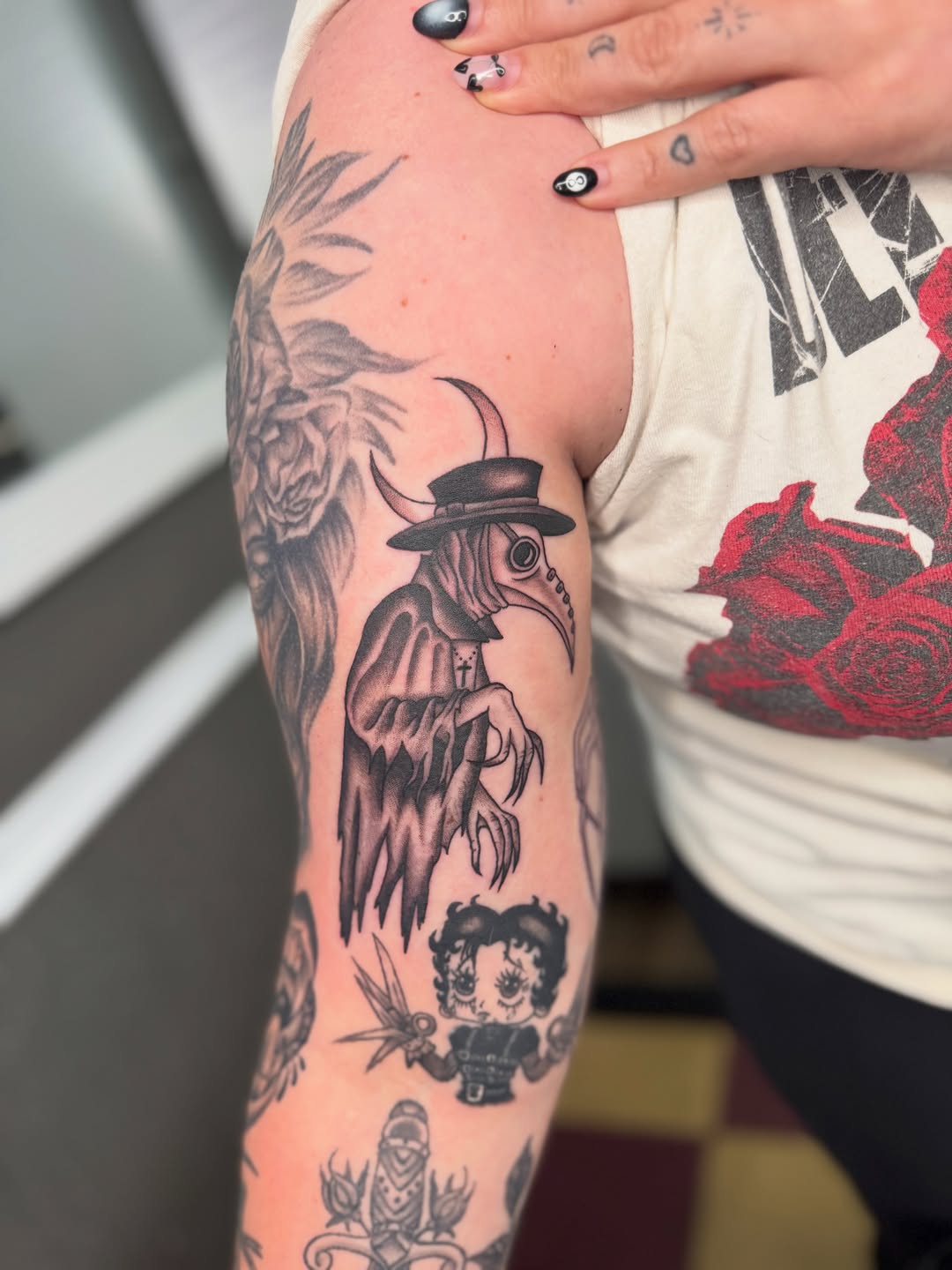 Tattoo by @inkedbycora — illustrative, black_and_grey