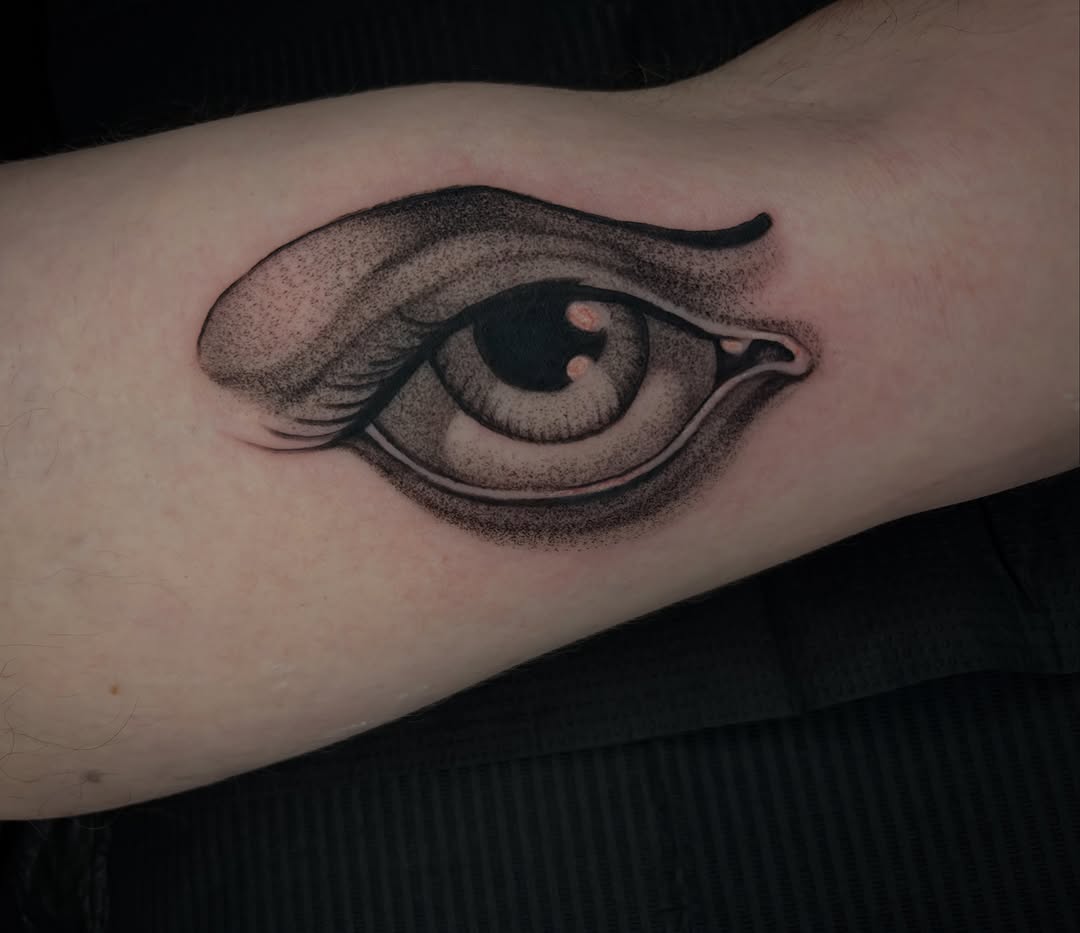 Tattoo by @seanbaldwintattoos — black_and_grey, dotwork