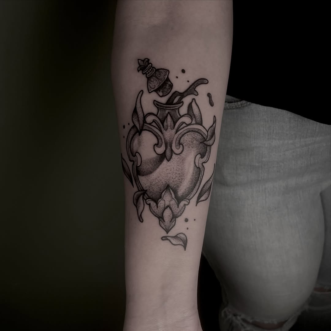 Tattoo by @bumbleknee_tattoos — black_and_grey, ornamental