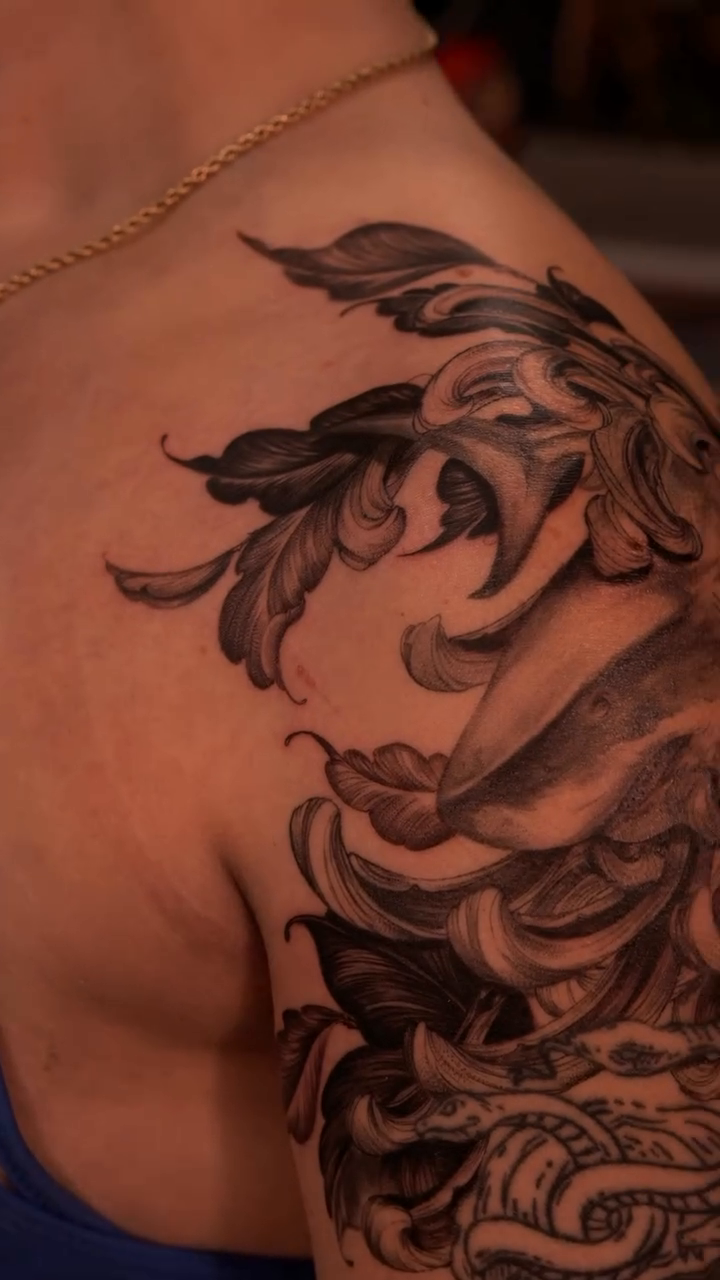 Tattoo by @nickilyen — japanese_irezumi, black_and_grey