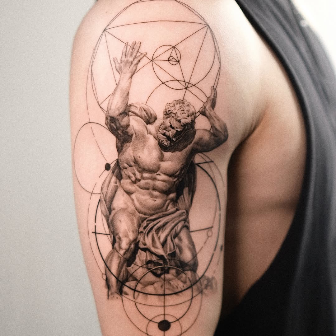 Tattoo by @blackbird_tattooer — realism, geometric
