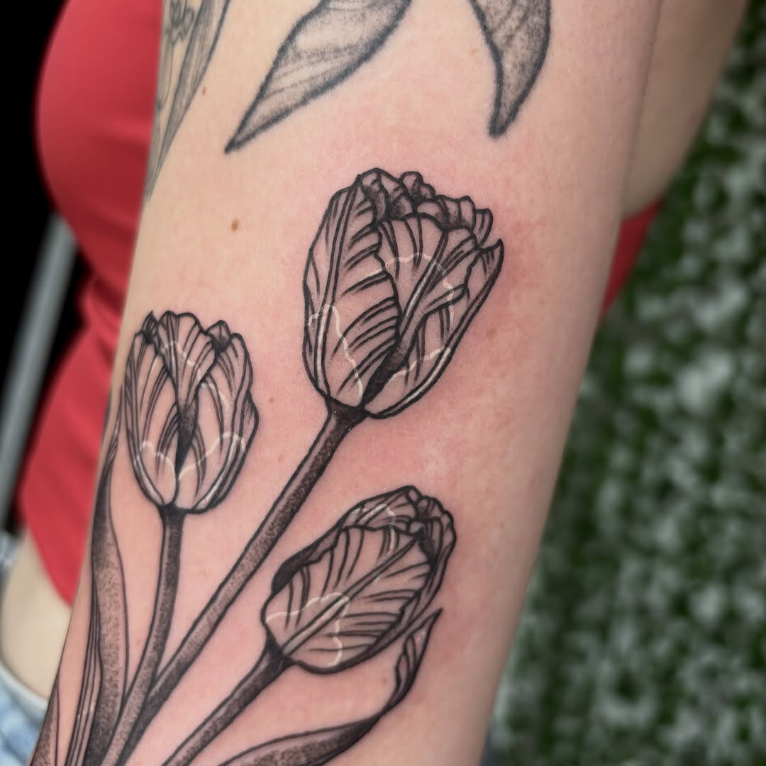 Tattoo by @destiney.tattoos — illustrative, black_and_grey