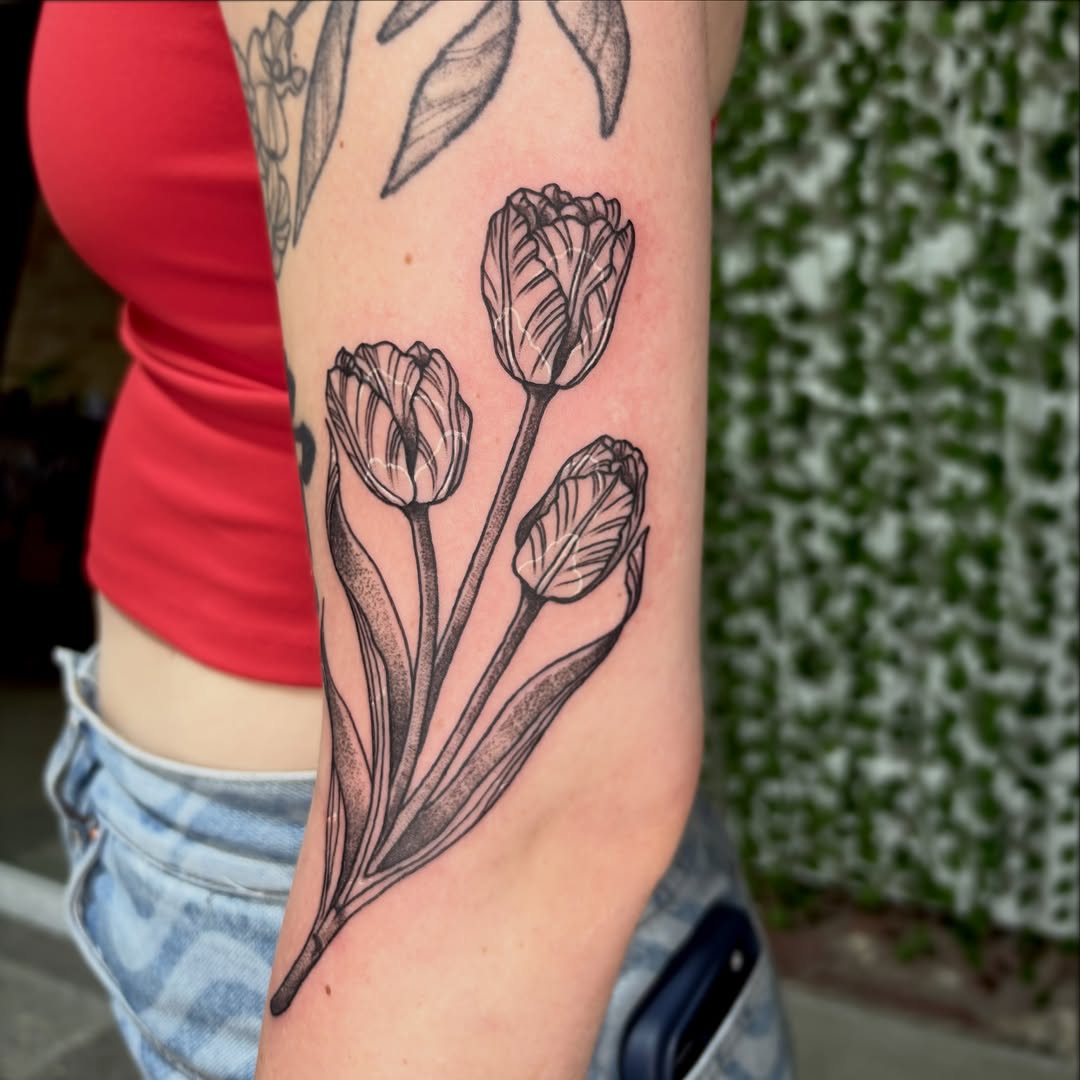 Tattoo by @destiney.tattoos — illustrative, black_and_grey