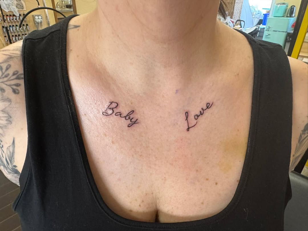 Tattoo by @babydolltats โ lettering_script, fine_line