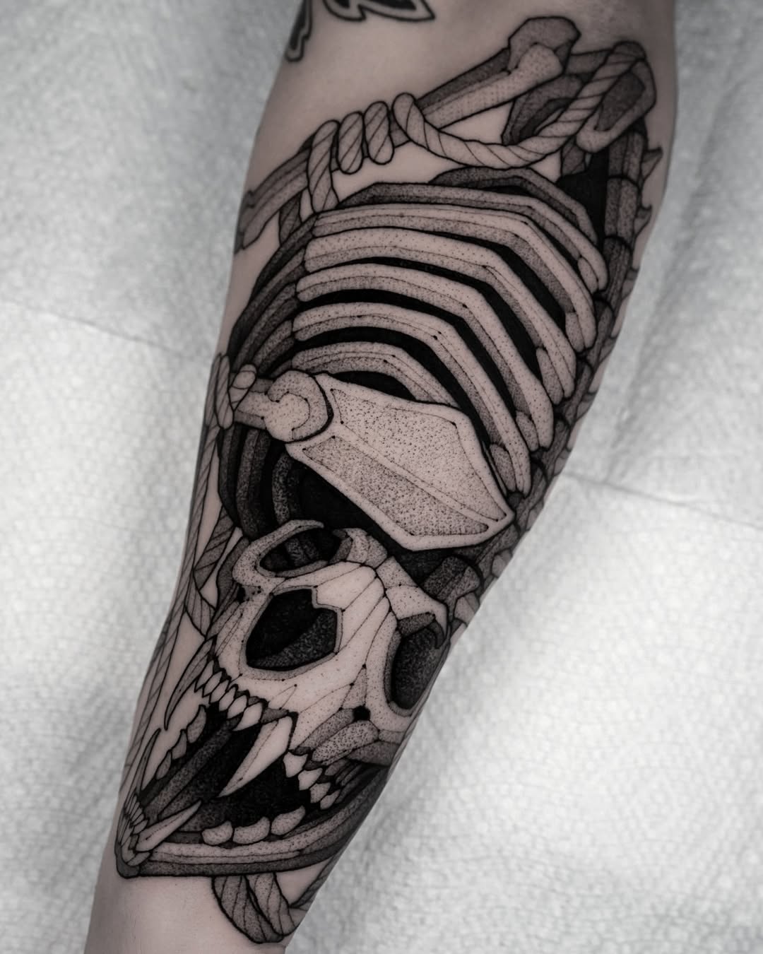 Tattoo by @maxwelllacroix — black_and_grey, dotwork