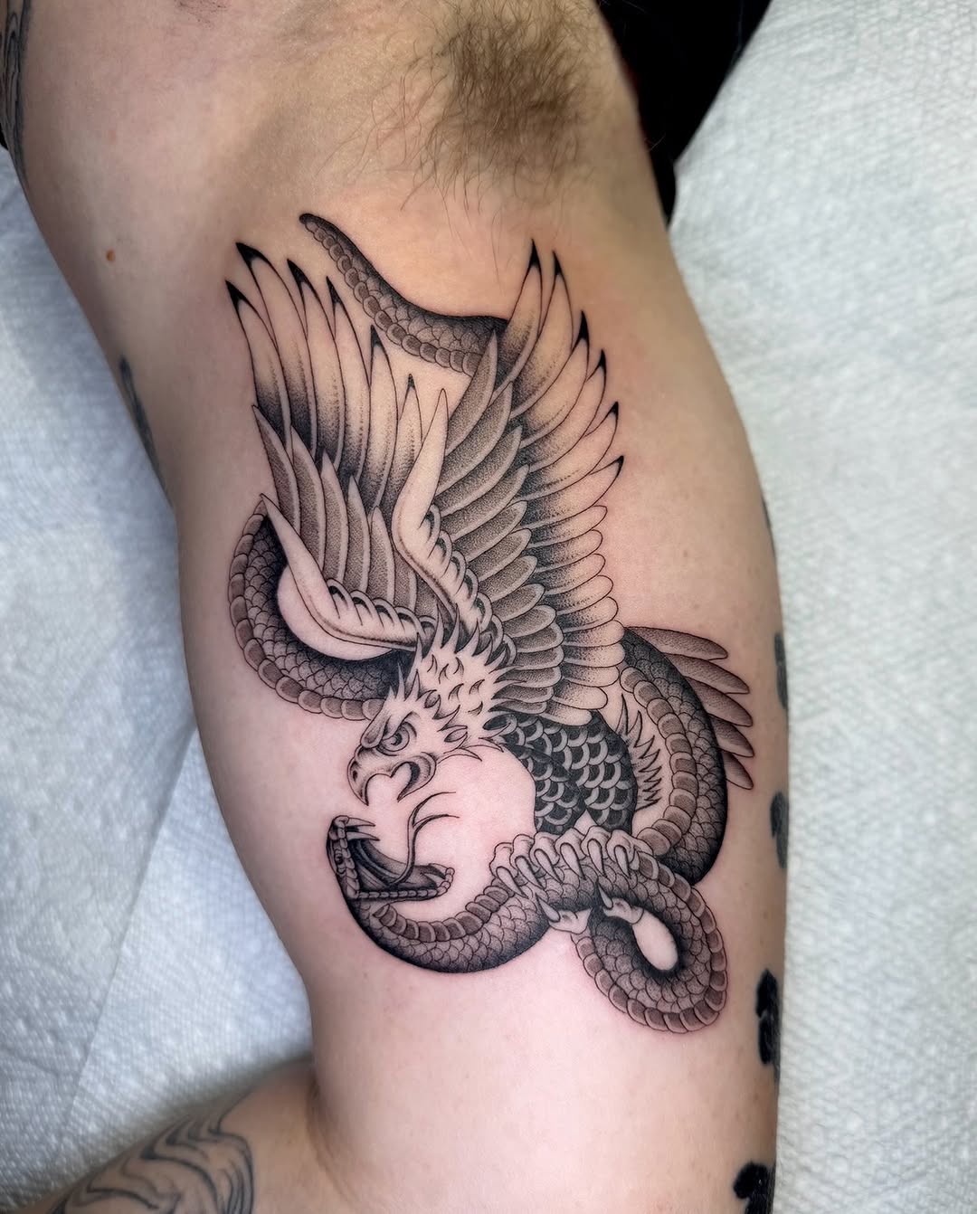 Tattoo by @tattedbypoison — japanese_irezumi, black_and_grey