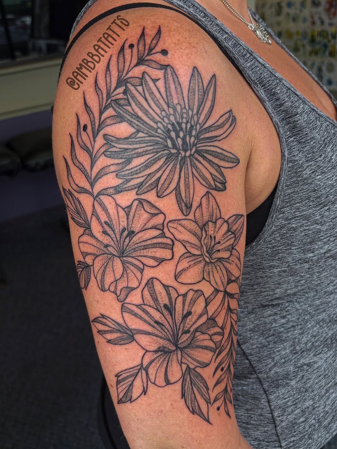 Tattoo by @ambbatatts โ illustrative, black_and_grey