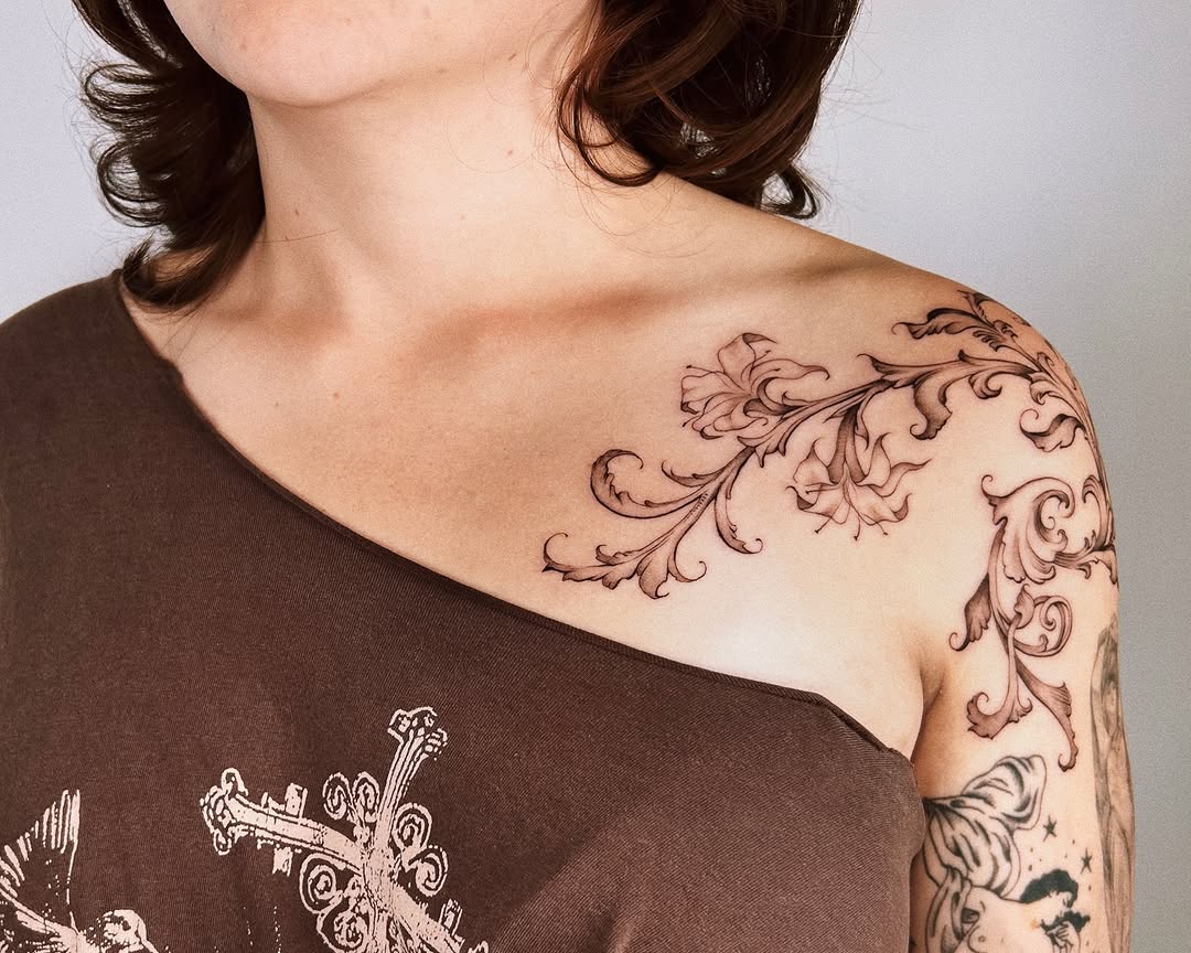 Tattoo by @ibuylemurs — black_and_grey, ornamental